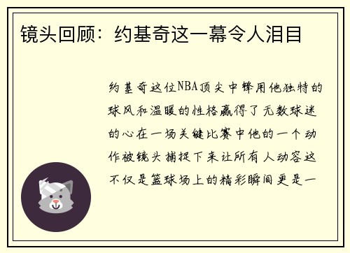 镜头回顾：约基奇这一幕令人泪目